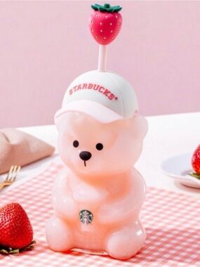 NWT Starbucks Pink Bearista Glass Pink Drink
